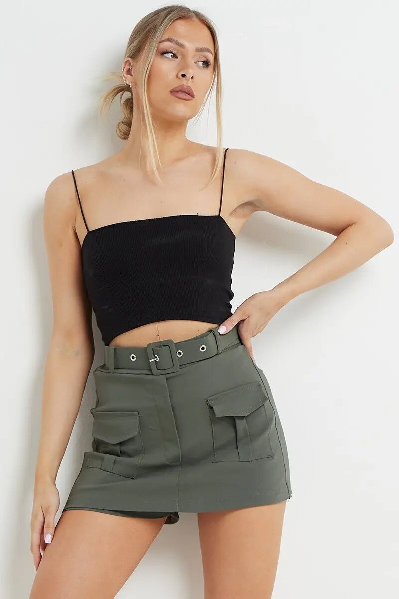 High Waist Mini Pocket Skirt